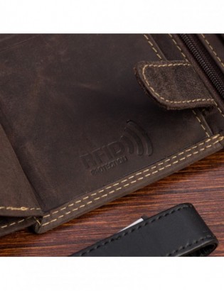 Portfel skórzany męski pionowy klasyczny brązowy RFiD Beltimore S49 - zdjęcie 4