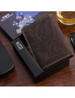 Portfel skórzany męski pionowy klasyczny brązowy RFiD Beltimore S49 - zdjęcie 6