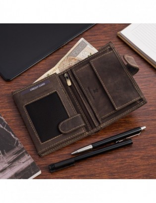 Portfel skórzany męski pionowy klasyczny brązowy RFiD Beltimore S49 - zdjęcie 7
