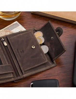 Portfel skórzany męski pionowy klasyczny brązowy RFiD Beltimore S49 - zdjęcie 8