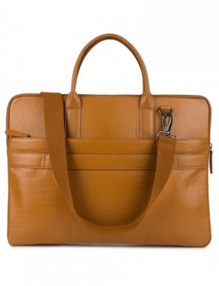 Torba skórzana aktówka teczka croco na laptopa 15"6 brązowa A4 Beltimore S18 - zdjęcie 3