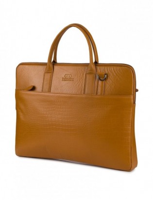 Torba skórzana aktówka teczka croco na laptopa 15"6 brązowa A4 Beltimore S18 - zdjęcie 4