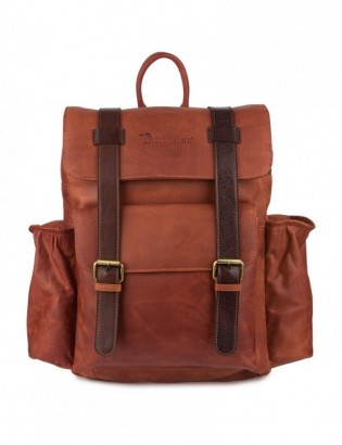 Plecak skórzany premium na laptopa 15,6 biznesowy duży A4 pojemny Beltimore brązowy P19 - zdjęcie 3