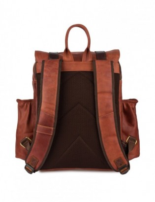 Plecak skórzany premium na laptopa 15,6 biznesowy duży A4 pojemny Beltimore brązowy P19 - zdjęcie 5