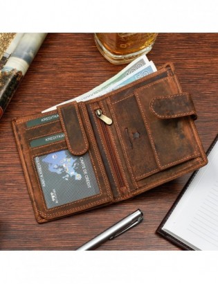 Męski portfel skórzany brązowy nubuk skóra Beltimore R83 - zdjęcie 2