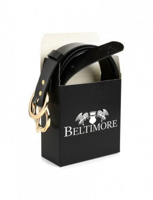 Beltimore skórzany pasek damski złote koła modny D50 - zdjęcie 5