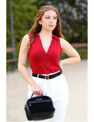 Beltimore skórzany pasek damski złote koła modny D50 - zdjęcie 10