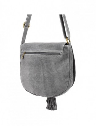 Szara Torebka podkówka listonoszka damska skóra włoska miękka B66 - zdjęcie 4