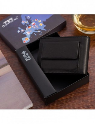 Portfel skórzany męski mały poziomy z flagą czarny RFiD Beltimore D54 - zdjęcie 2