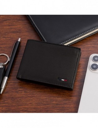 Portfel skórzany męski mały poziomy z flagą czarny RFiD Beltimore D54 - zdjęcie 5