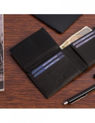 Portfel skórzany męski mały poziomy z flagą czarny RFiD Beltimore D54 - zdjęcie 6