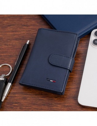 Portfel skórzany męski mały pionowy z flagą granatowy RFiD Beltimore D53 - zdjęcie 3