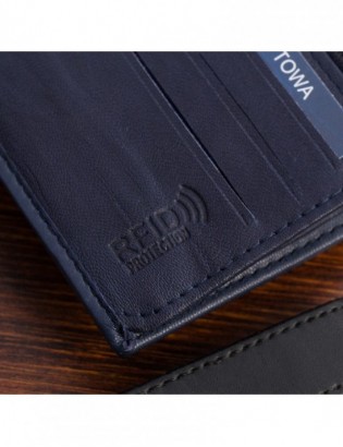Portfel skórzany męski mały pionowy z flagą granatowy RFiD Beltimore D53 - zdjęcie 7