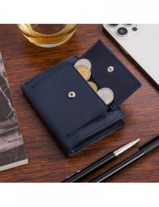 Portfel skórzany męski mały pionowy z flagą granatowy RFiD Beltimore D53 - zdjęcie 8