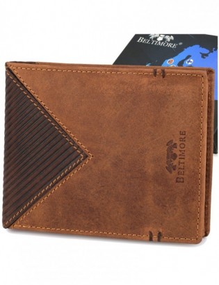 Portfel skórzany męski poziomy klasyczny brązowy RFiD Beltimore D37 - zdjęcie 1