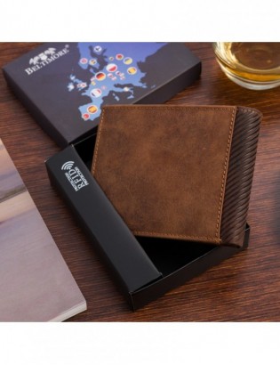 Portfel skórzany męski poziomy klasyczny brązowy RFiD Beltimore D37 - zdjęcie 4