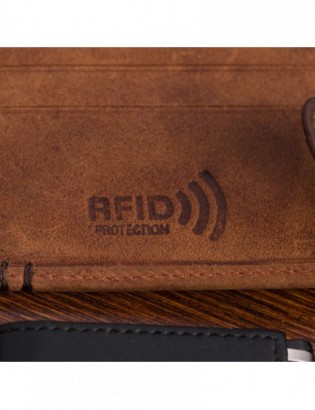 Portfel skórzany męski poziomy klasyczny brązowy RFiD Beltimore D37 - zdjęcie 7