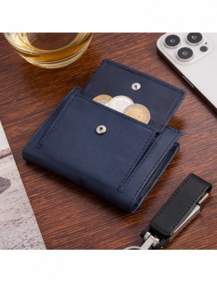 Portfel skórzany męski mały pionowy z flagą granatowy RFiD Beltimore D48 - zdjęcie 3