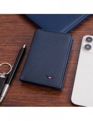 Portfel skórzany męski mały pionowy z flagą granatowy RFiD Beltimore D48 - zdjęcie 6