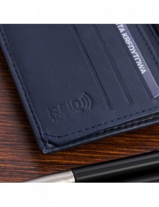 Portfel skórzany męski mały pionowy z flagą granatowy RFiD Beltimore D48 - zdjęcie 8