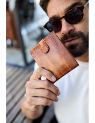 Portfel skórzany męski poziomy klasyczny brązowy RFiD Beltimore D33 - zdjęcie 2