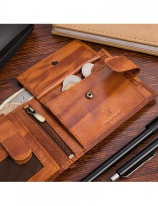 Portfel skórzany męski poziomy klasyczny brązowy RFiD Beltimore D33 - zdjęcie 5