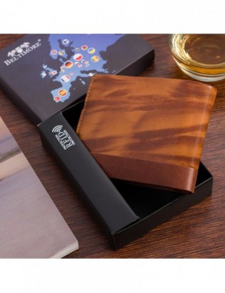 Portfel skórzany męski poziomy klasyczny brązowy RFiD Beltimore D33 - zdjęcie 7