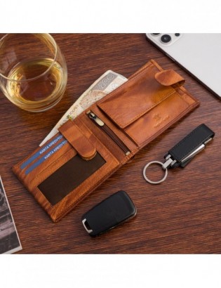 Portfel skórzany męski poziomy klasyczny brązowy RFiD Beltimore D33 - zdjęcie 8