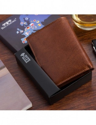 Portfel skórzany męski pionowy klasyczny brązowy RFiD Beltimore D41 - zdjęcie 3