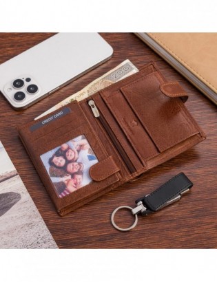 Portfel skórzany męski pionowy klasyczny brązowy RFiD Beltimore D41 - zdjęcie 4