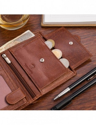Portfel skórzany męski pionowy klasyczny brązowy RFiD Beltimore D41 - zdjęcie 5