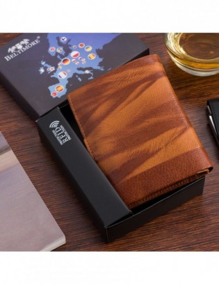 Portfel skórzany męski pionowy klasyczny brązowy RFiD Beltimore D35 - zdjęcie 4