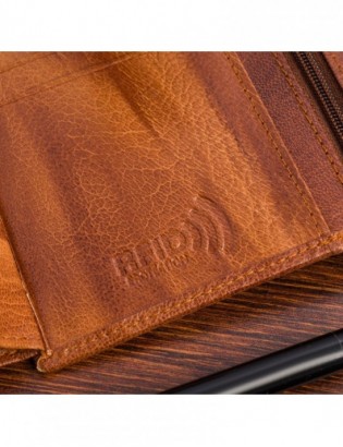 Portfel skórzany męski pionowy klasyczny brązowy RFiD Beltimore D35 - zdjęcie 8