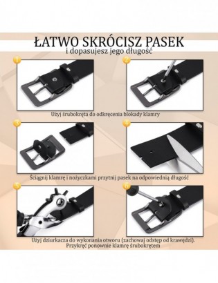 Skórzany pasek damski do spodni sukienki czerwona skóra nat 1,8 cm Beltimore O15 - zdjęcie 11