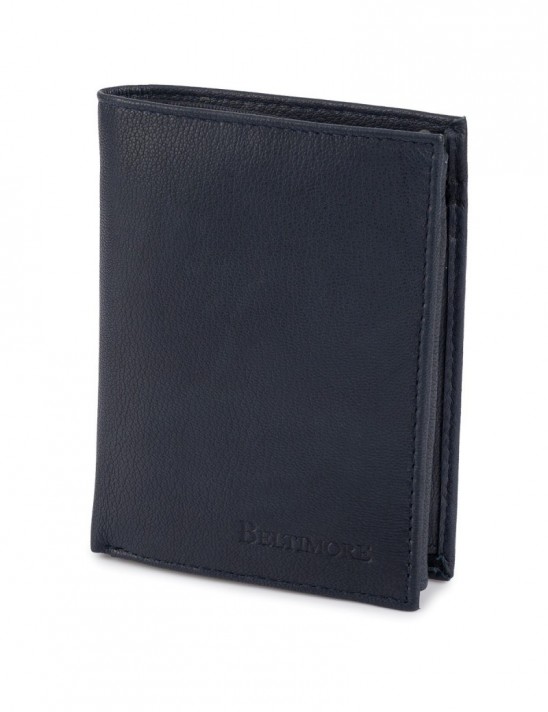 Męski portfel skórzany klasyczny duży pionowy granatowy skóra nat Beltimore K48