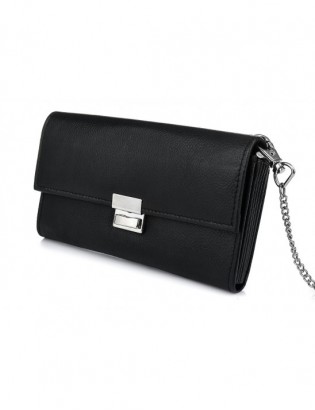 Czarny portfel i etui na portfel i łańcuch zestaw skórzany dla kelnera D01 - zdjęcie 3