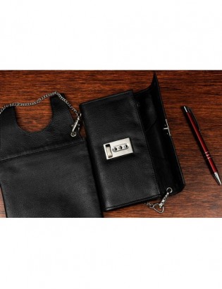 Czarny portfel i etui na portfel i łańcuch zestaw skórzany dla kelnera D01 - zdjęcie 8