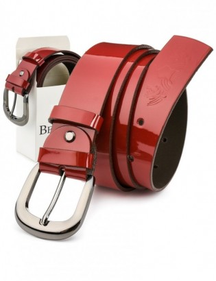 Beltimore skórzany damski pasek do spodni 4 cm czerwony A71 - zdjęcie 1