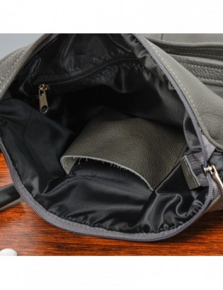 Szara skórzana listonoszka damska torebka na ramię Beltimore 934 - zdjęcie 3