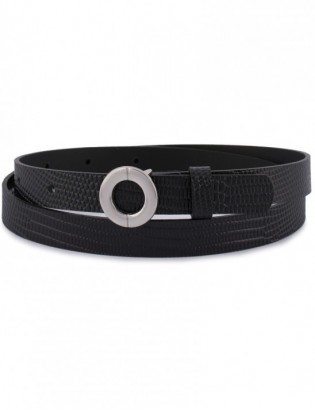 Skórzany pasek damski do spodni sukienki czarna skóra nat 1,8 cm Beltimore O17 - zdjęcie 5