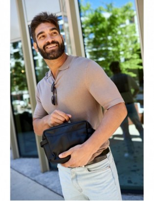 Kosmetyczka skórzana czarna saszetka podróżna duża Beltimore J48 - zdjęcie 2