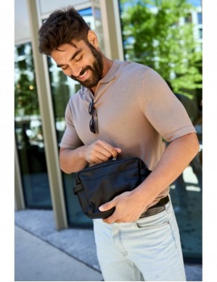 Kosmetyczka skórzana czarna saszetka podróżna duża Beltimore J48 - zdjęcie 3