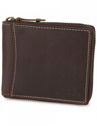 Portfel skórzany duży poziomy RFiD nubuk brązowy zasuwany skóra Beltimore H01 - zdjęcie 10