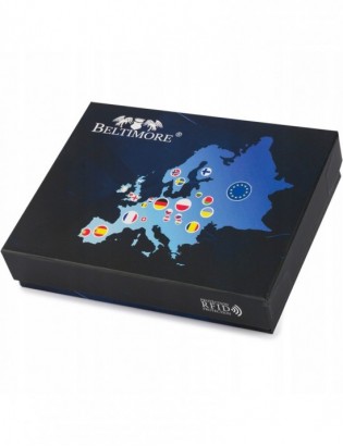 Portfel skórzany duży poziomy RFiD nubuk brązowy zasuwany skóra Beltimore H01 - zdjęcie 13