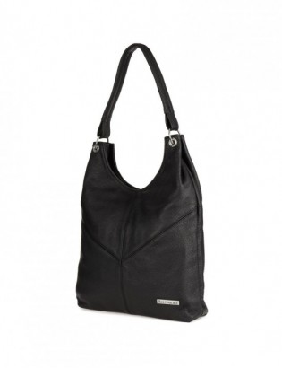 Czarna damska skórzana torebka worek na ramię Beltimore  970 - zdjęcie 1