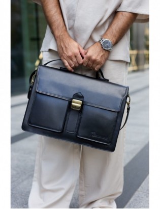 Czarna skórzana aktówka męska elegancka teczka na dokumenty Beltimore J21 - zdjęcie 2