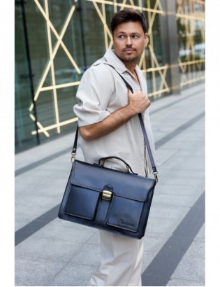 Czarna skórzana aktówka męska elegancka teczka na dokumenty Beltimore J21 - zdjęcie 3