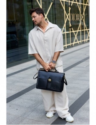 Czarna skórzana aktówka męska elegancka teczka na dokumenty Beltimore J21 - zdjęcie 4