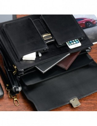 Czarna skórzana aktówka męska elegancka teczka na dokumenty Beltimore J21 - zdjęcie 5