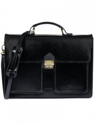 Czarna skórzana aktówka męska elegancka teczka na dokumenty Beltimore J21 - zdjęcie 6